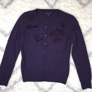 Banana Republic Merino Wool blend purple cardigan